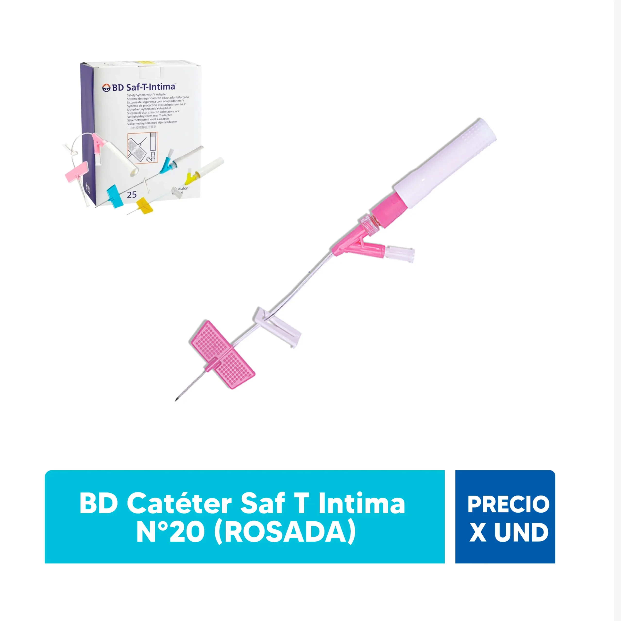 CATETER PERIFERICO SAF-T INTIMA 20G X 1,00 BD