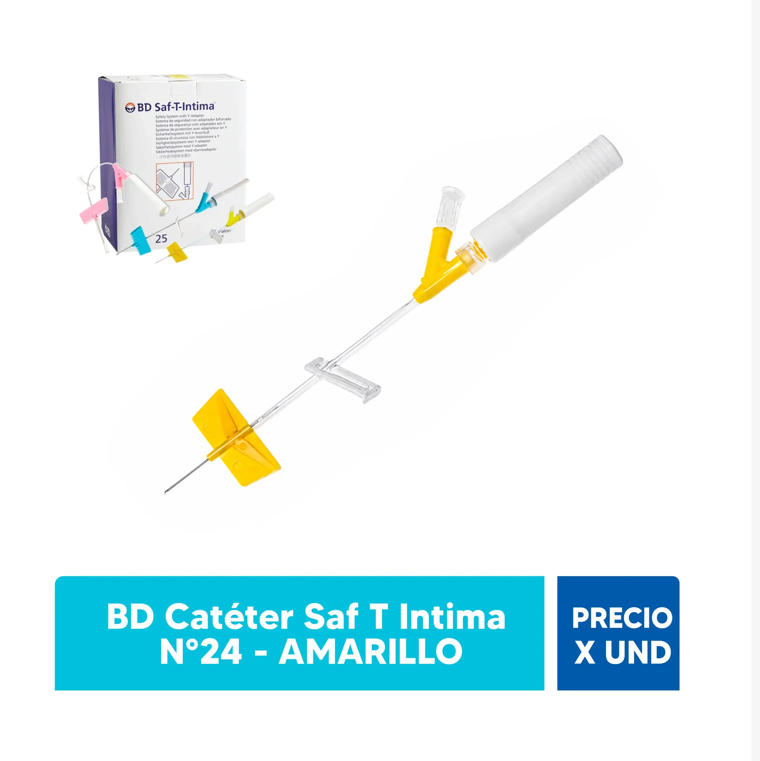 CATETER PERIFERICO SAF-T INTIMA 24G X 1,00 BD
