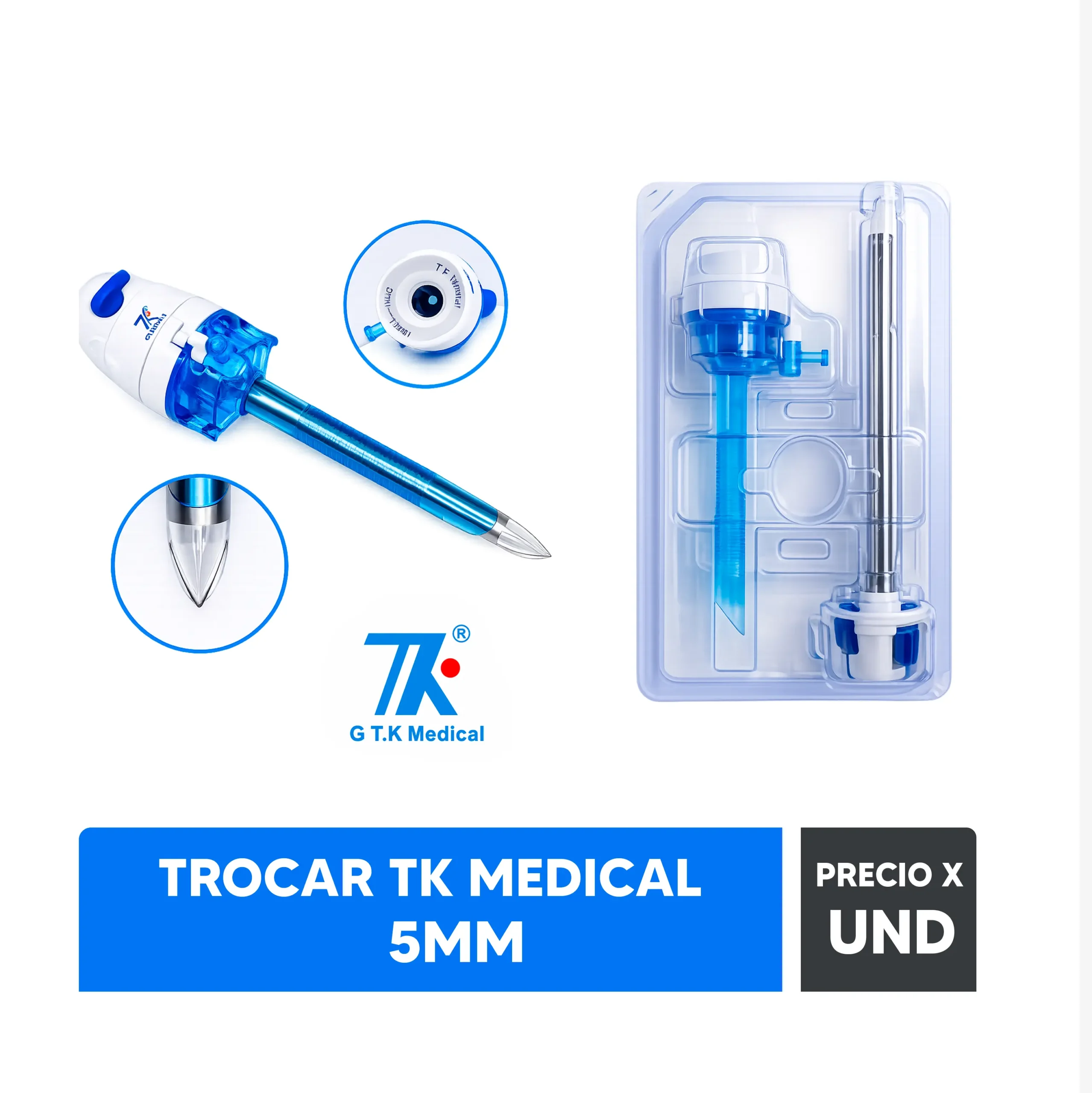 TROCAR PARA CIRUGÍA LAPARASCÓPICA 5MM – G.T.K MEDICAL -PRECIO X UNIDAD